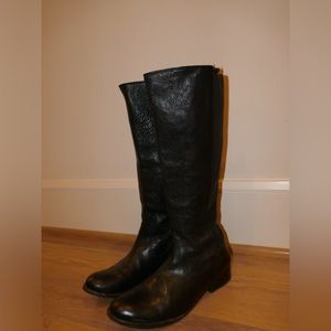 FRYE Knee High Black Leather Riding Boots, Size 9 Fair Condition